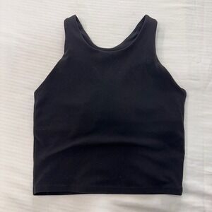 Athleta Girl Black Racerback Crop Tank Top Size L G12 Built in Bra